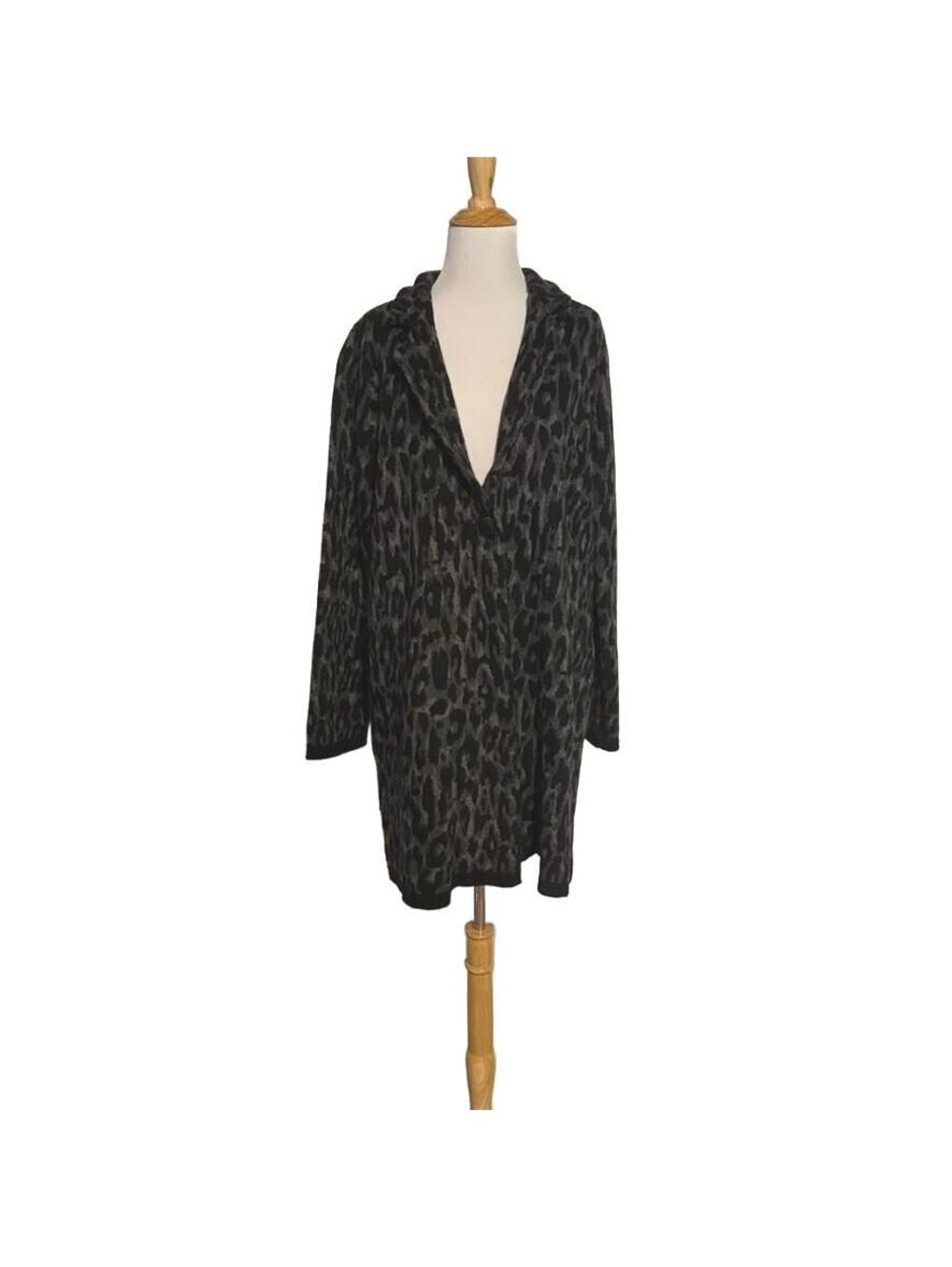 Aida Wool Blend Leopard Print Cardigan Coat